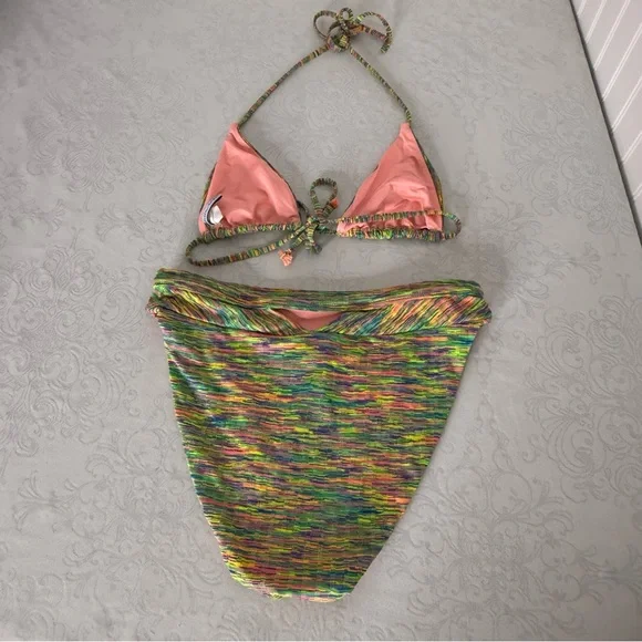 Isabella Rose Prismatic Triangle Bikini Top & Maui High Waist Swim Bottom Medium - Picture 5 of 13